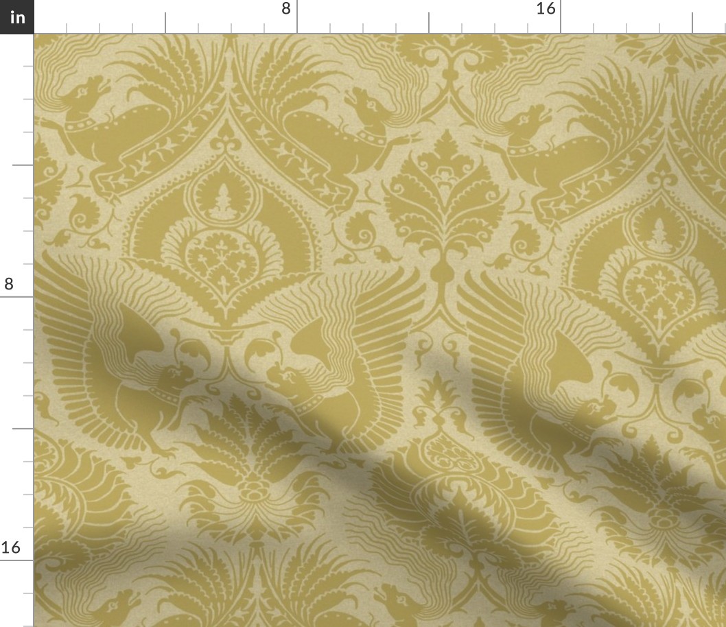 fancy damask with animals, sand