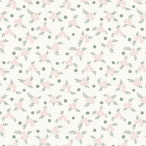 Lena Micro Floral: Powdery Green & Rose Gold Tiny Floral Toss
