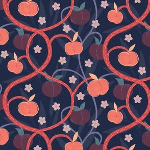 Peach and plum  block print