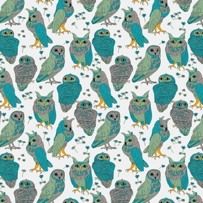 Lucky Owls on light gray(large scale)- by JAF Studio