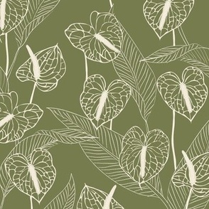 art nouveau anthuriums_ juniper green