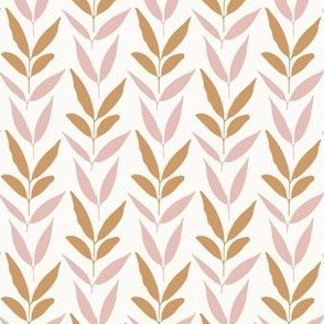 eucalyptus leaves in rows - pink and gold