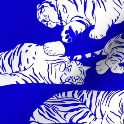 Sleeping Tigers - Cobalt Blue and White 