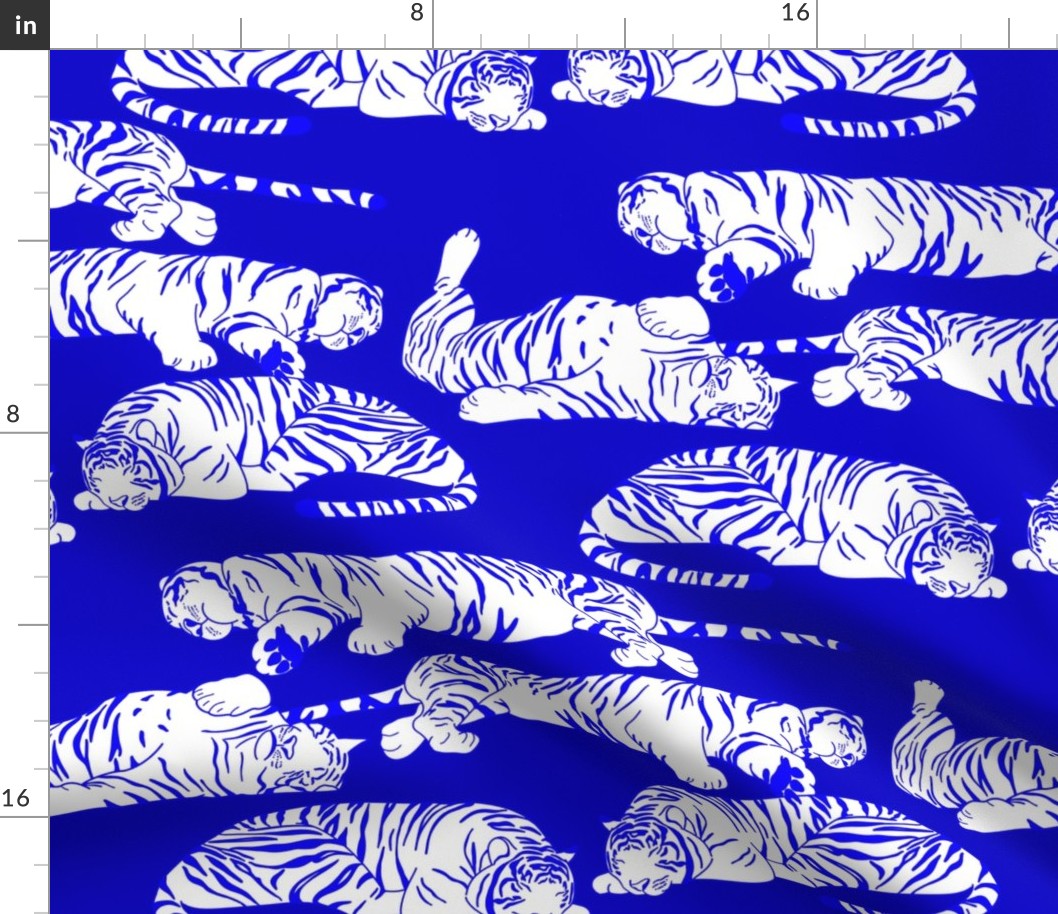 Sleeping Tigers - Cobalt Blue and White 