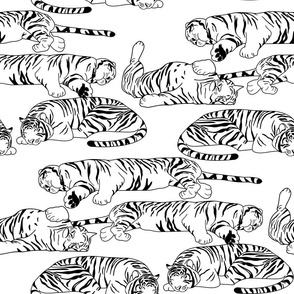 Sleeping Tigers - Black and white 