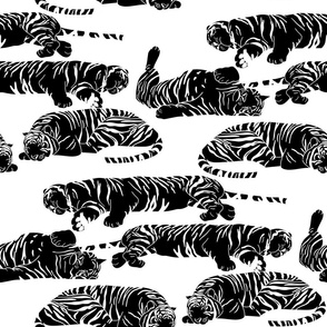 Sleeping Tigers - Inverted Black on White 