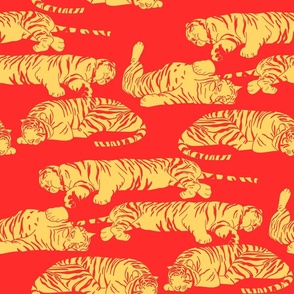 Sleeping Tigers - Bright Red and Orange 