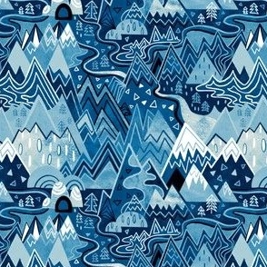 Maximalist Mountain Maze - Winter Blues - Small Scale