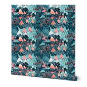 Maximalist Mountain Maze - Pastel Pink & Aqua - Small Scale