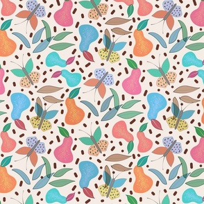 Retro Fruity Garden (Abstract) - beige, medium 