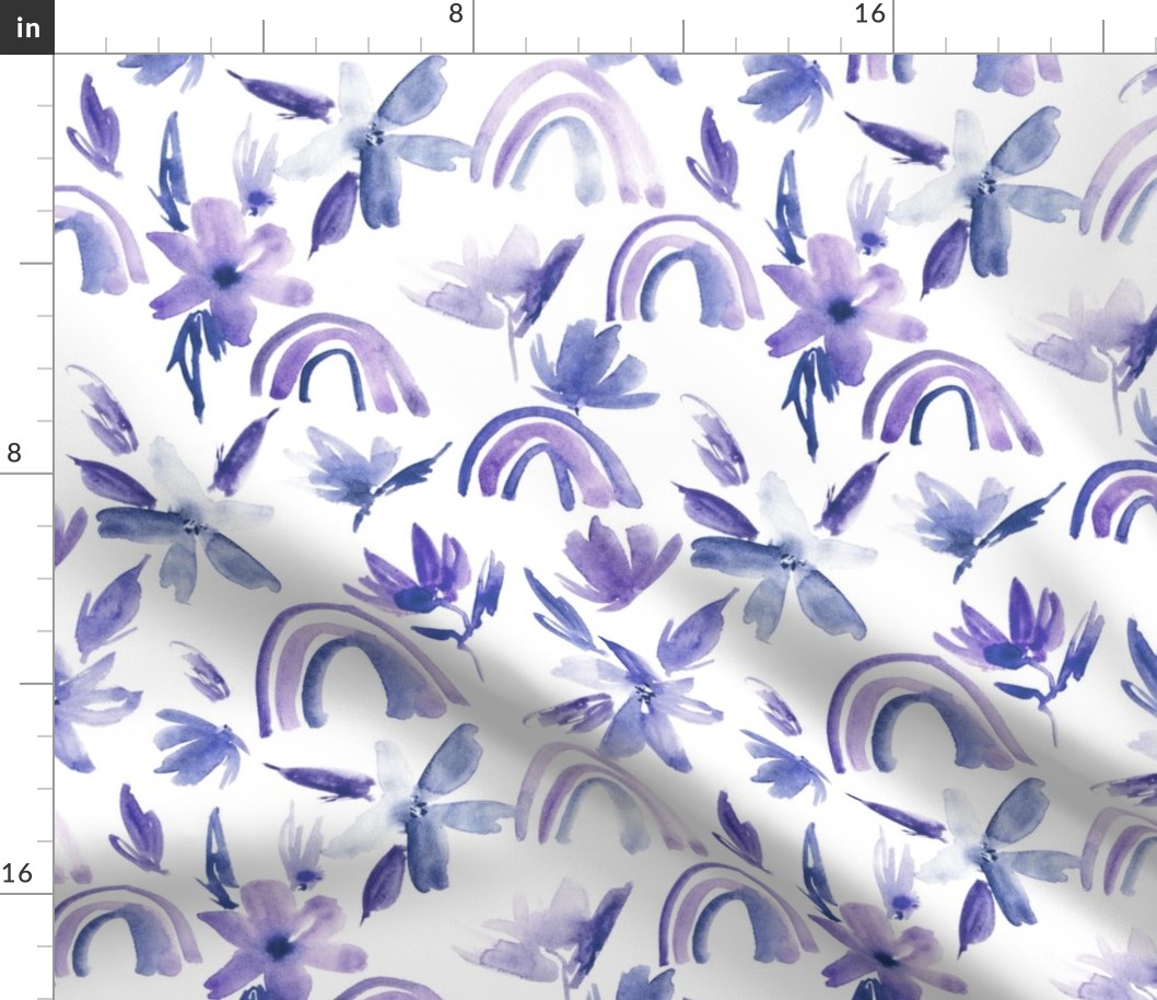 Amethyst magic rainbows with florals - watercolor whimsical pattern for modern nursery a371-6