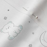 baby newborn blanket stars and moon and little bear.  white background	
