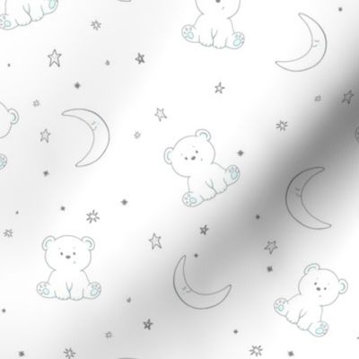 baby newborn blanket stars and moon and little bear.  white background	
