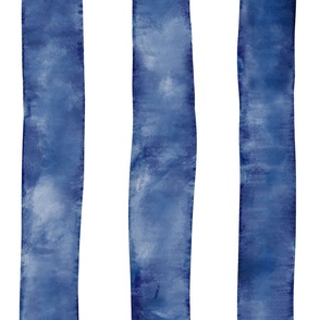 XL Blue and White Watercolor Bold Stripes Wallpaper