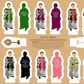 Cut and Sew Latin Mass Liturgical Calendar dolls 27 by 18 inches