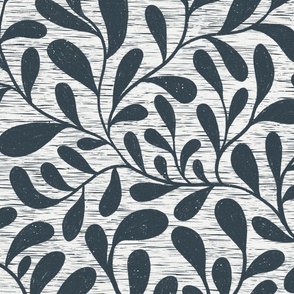Leafy vines - navy - large scale