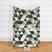 6" triangle wholecloth: charcoal arrows + seaweed, latte, sage, forest, olive