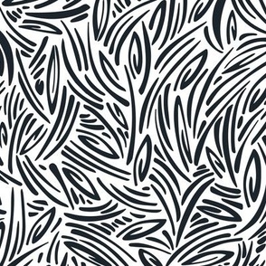 Sweet Grass - Botanical Geometric - White Midnight Blue Regular Scale