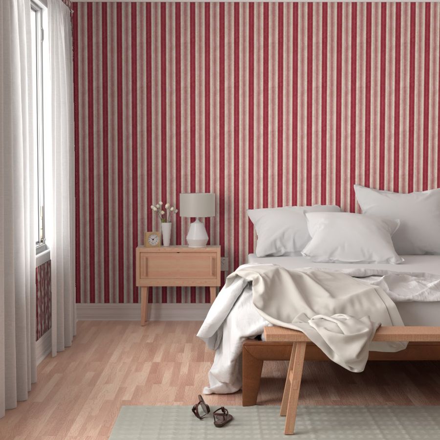 Rococo Toile Red Stripe