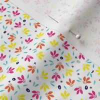 Multi-Colored Ditsy Floral on White