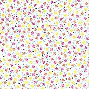 Multi-Colored Ditsy Floral on White