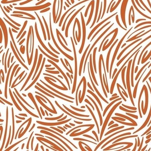 Sweet Grass - Botanical Geometric - White Rust Orange Regular Scale
