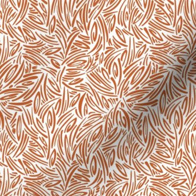 Sweet Grass - Botanical Geometric - White Rust Orange Small Scale