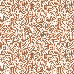 Sweet Grass - Botanical Geometric - White Rust Orange Small Scale