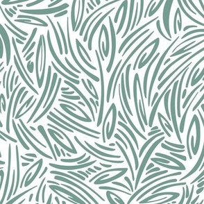 Sweet Grass - Botanical Geometric - White Sea Green Regular Scale