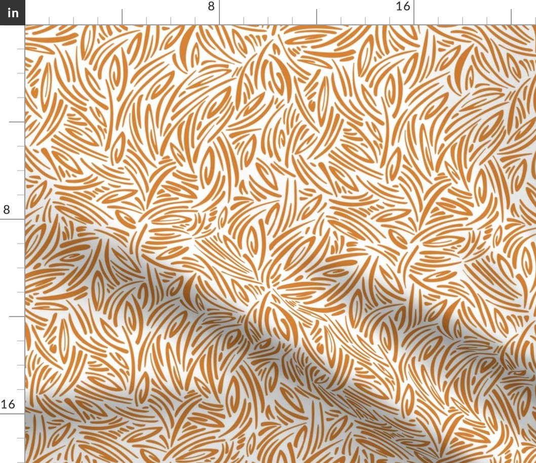 Sweet Grass - Botanical Geometric - White Squash Orange Regular Scale