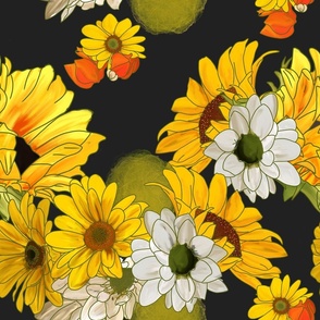 Sunflowers & Daisies Rustic Large Flowers