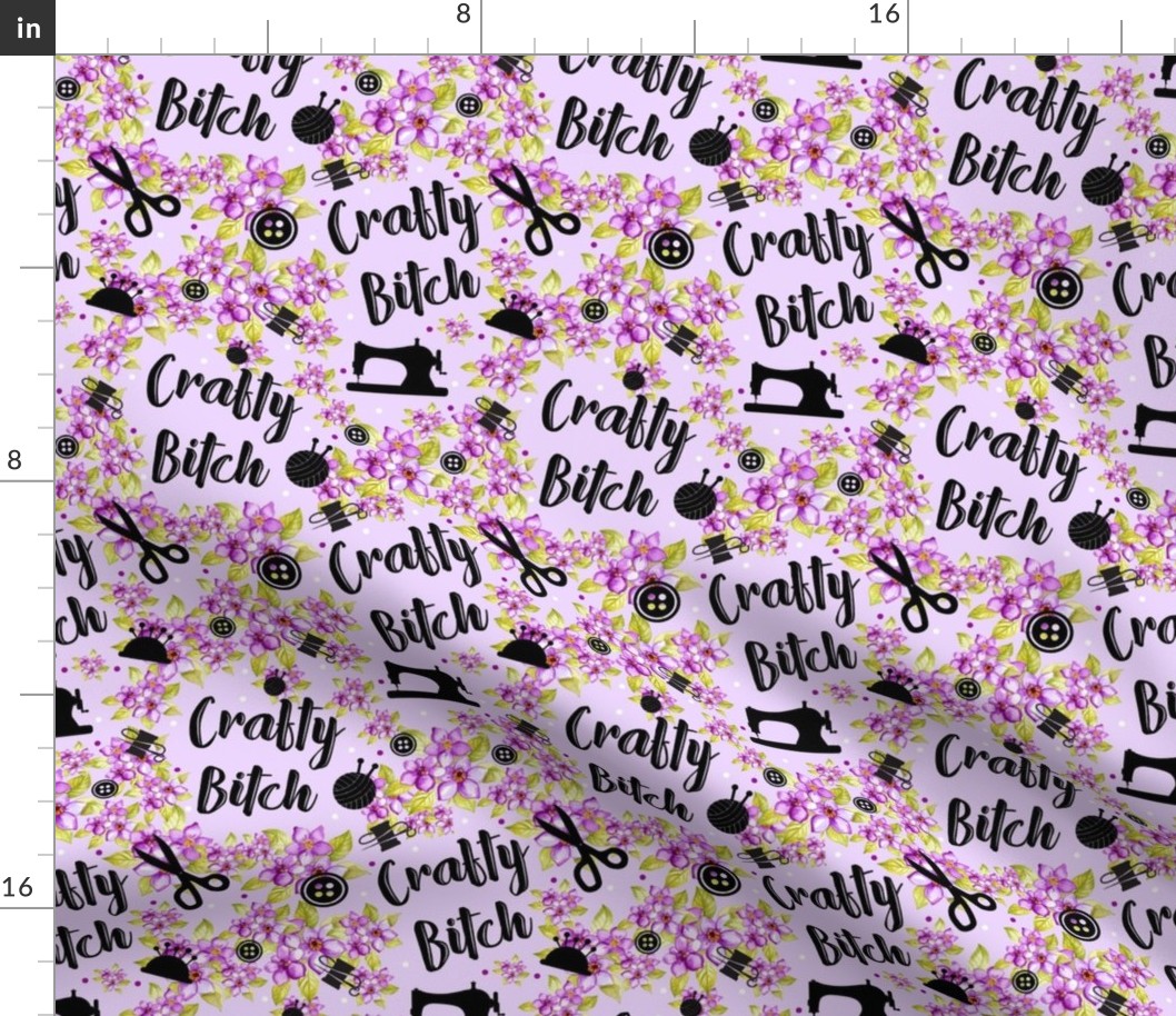 Medium Scale Crafty Bitch Sewing Crafter Knitting Crocheting Adult Sweary Humor