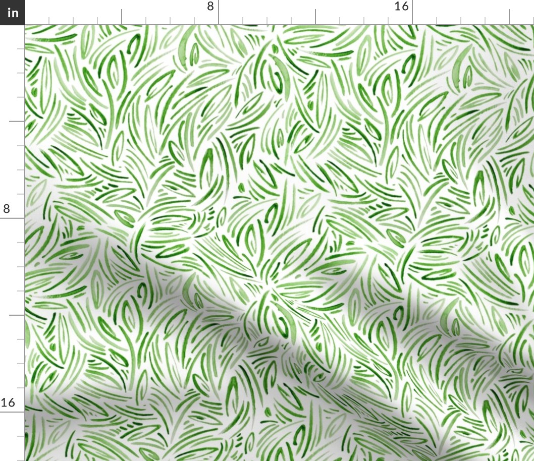 Sweet Grass - Watercolor Botanical Geometric - Green Regular Scale