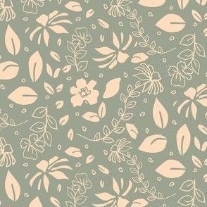 Mint and White Line Floral