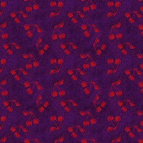 batik cherries on purple