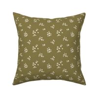 Dainty Cream Flower Springs on Olive