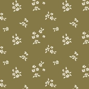 Dainty Cream Flower Springs on Olive