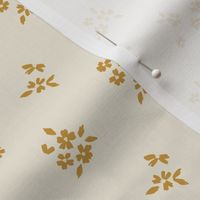 Dainty Mustard Farmhouse Flower Springs on Cream