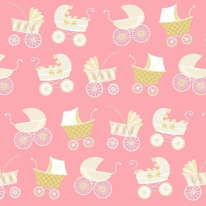 Stylish White Strollers on Pink - Large