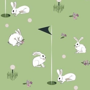 Rabbits on the Golf Course green