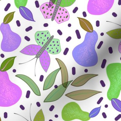 Retro Fruity Garden (Abstract) #4 - white, medium 