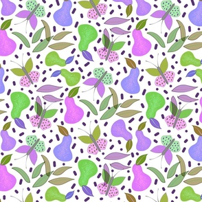 Retro Fruity Garden (Abstract) #4 - white, medium 