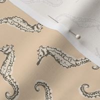 Sea Horse love - blush beige and grey