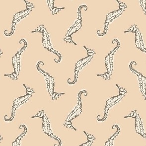 Sea Horse love - blush beige and grey