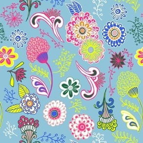 Summer Paisley colorful blue