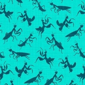 A Simple Assortment of Praying Mantises - Teal & Aqua