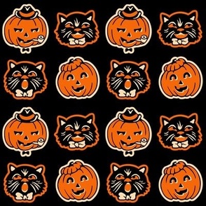 Retro Halloween Black Cats & Jack-O-Lanterns