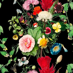  Floral art,vintage flowers, roses,colourful,blossom,nature,garden,summer,spring,