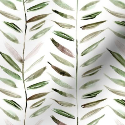 Khaki tropical chevron - leaves herringbone - watercolor nature a393-6