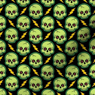 Vintage Halloween Skulls & Lightning Bolt